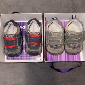 Pediped Shoes lot 2 pair new 6-12 months US 4-4.5, EU 19 gray navy sneakers nib